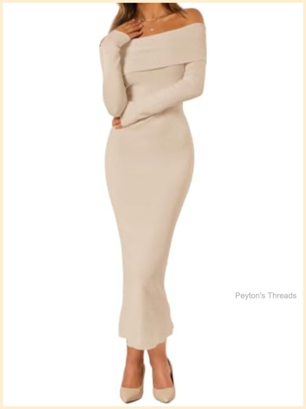 Off Shoulder Long Sleeve Bodycon Midi Sweater Dress